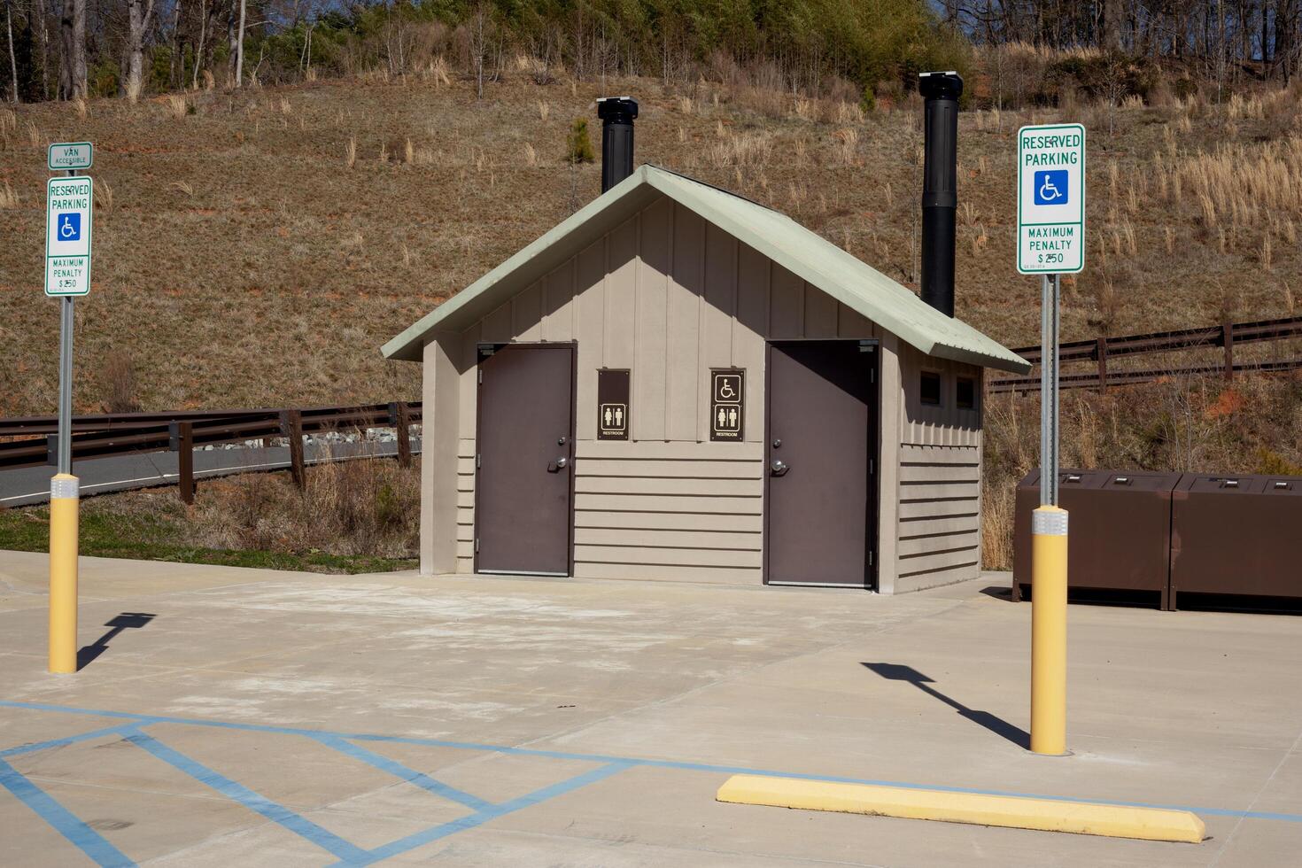 Park bathroom and handicap spots photo