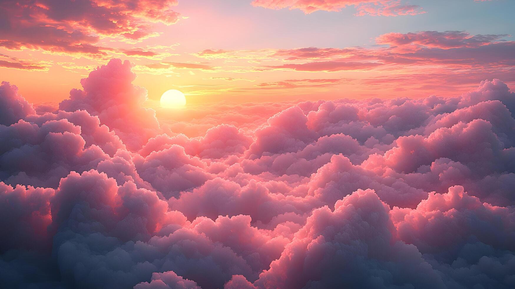 Sunset Above Majestic Pink Cloud Ocean photo