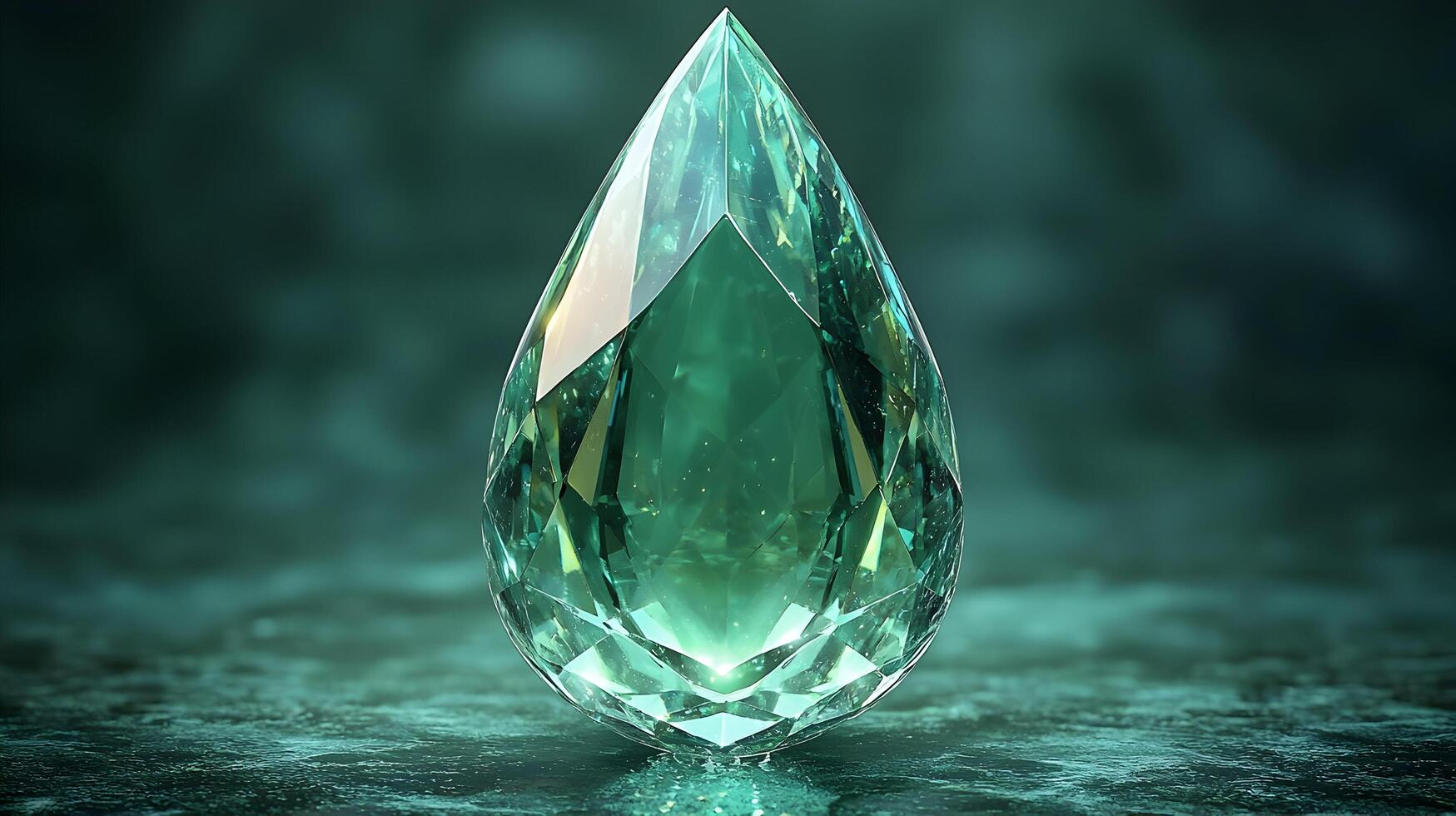 Emerald Teardrop Gem with Underwater Glow photo