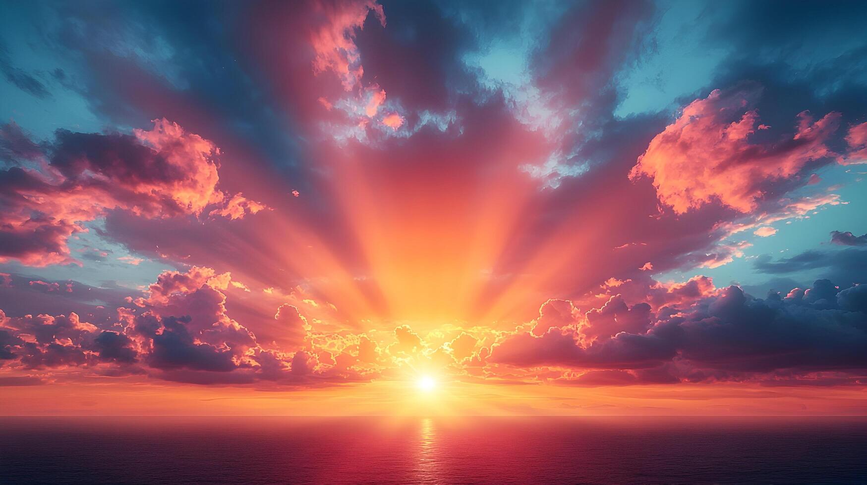 Dramatic Sunset Over Vibrant Cloud Ocean photo