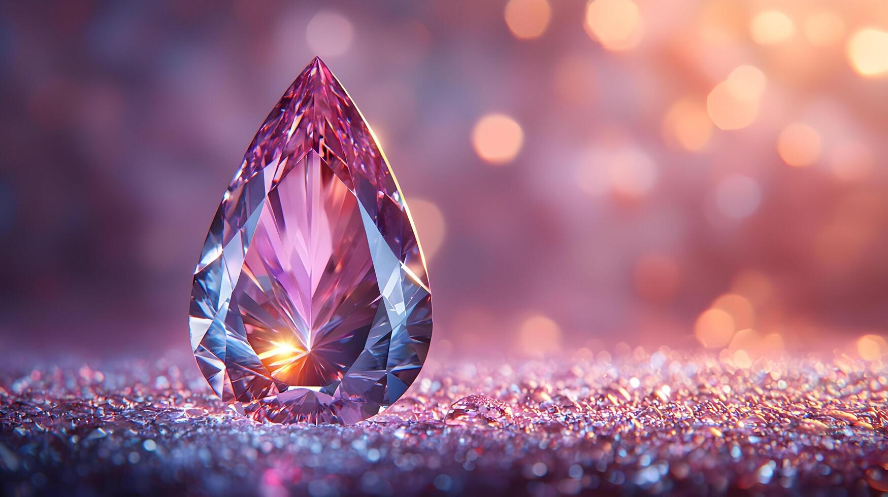 Pink Crystal Gem on Sparkling Surface photo