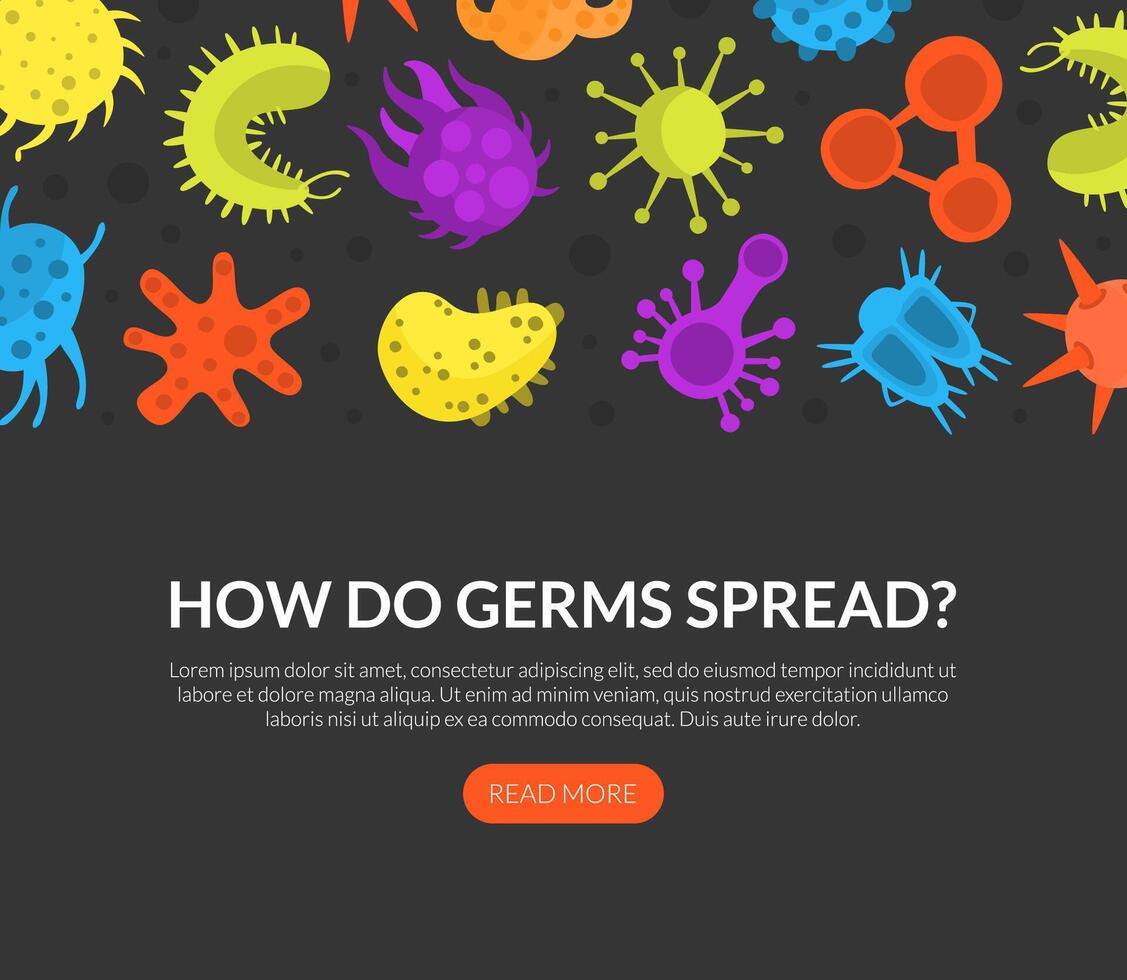 How Do Germs Spread Landing Page Template, Medical, Hygienic, Science Website Illustration vector