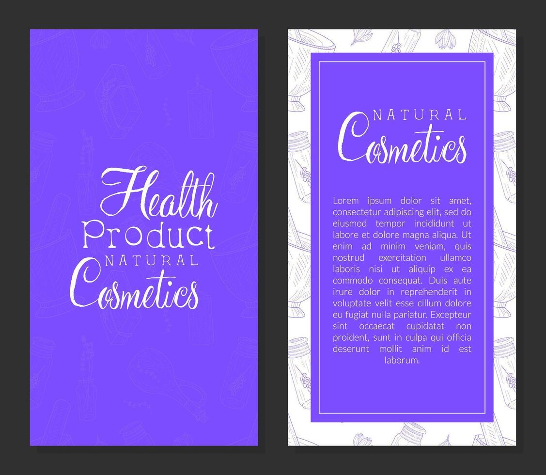 Natural Cosmetics, Health Product Card Template with Space fot Text Illustration vector