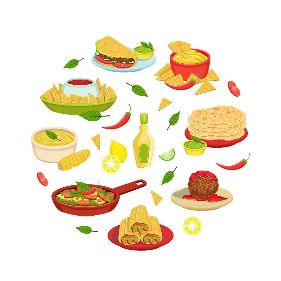 Mexican Traditional Food Banner, Mexican Cuisine Takeaway Meal, Restaurant or Cafe Design Illustration vector