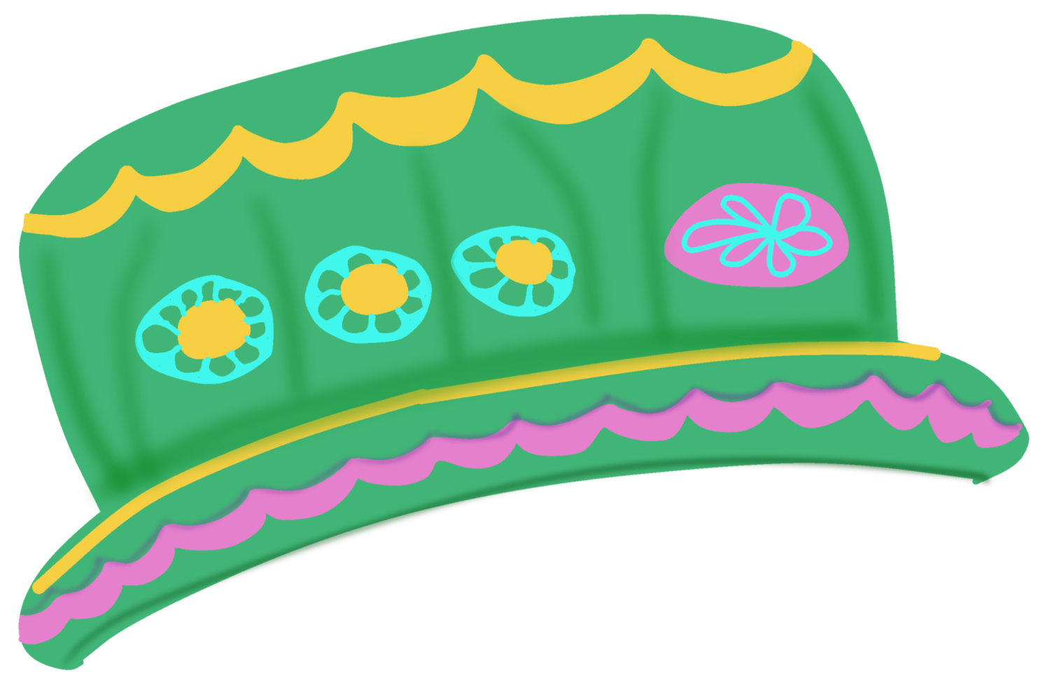 A green hat with flowers and a flower on it png