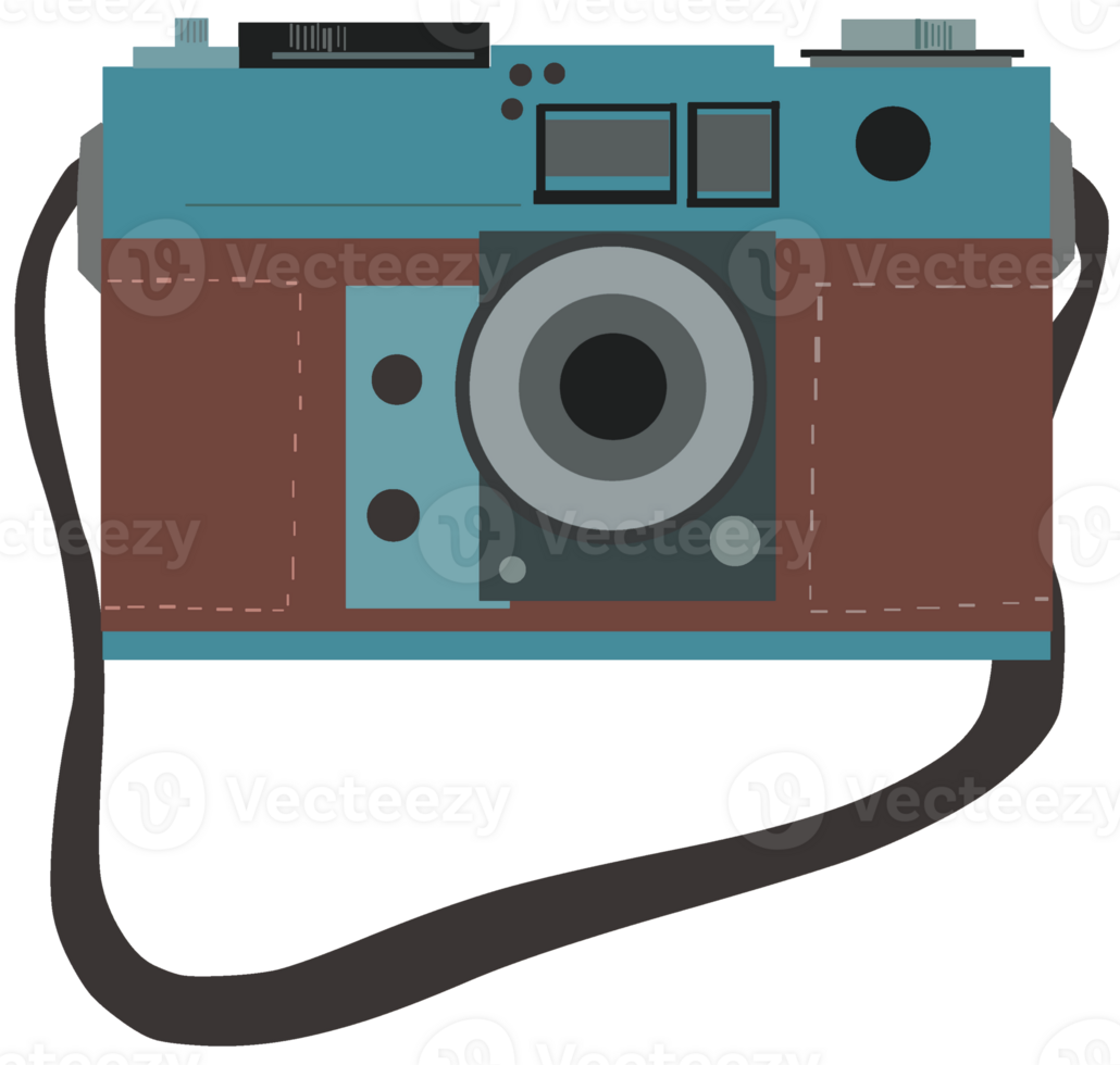 An old camera with a strap around it png