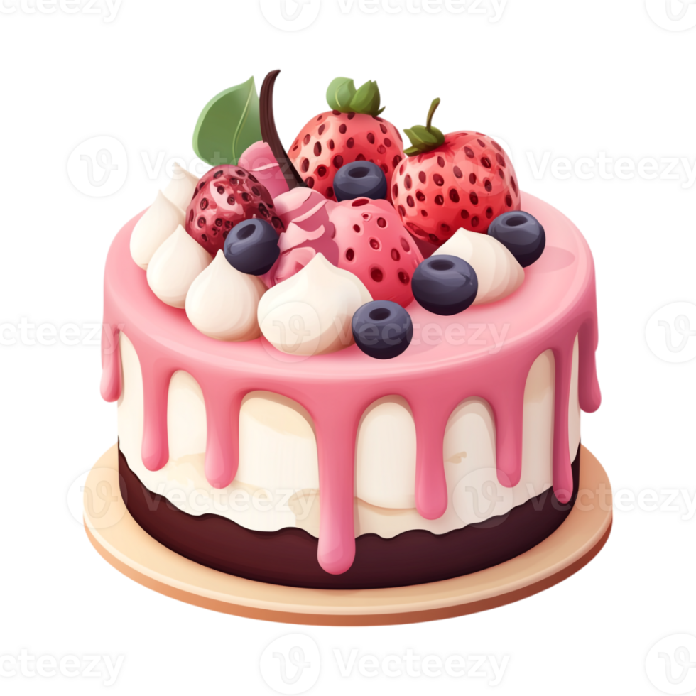 3D Minimalist Cartoon-Style Cake Clipart on Transparent Background for Bakery and Dessert Concepts png