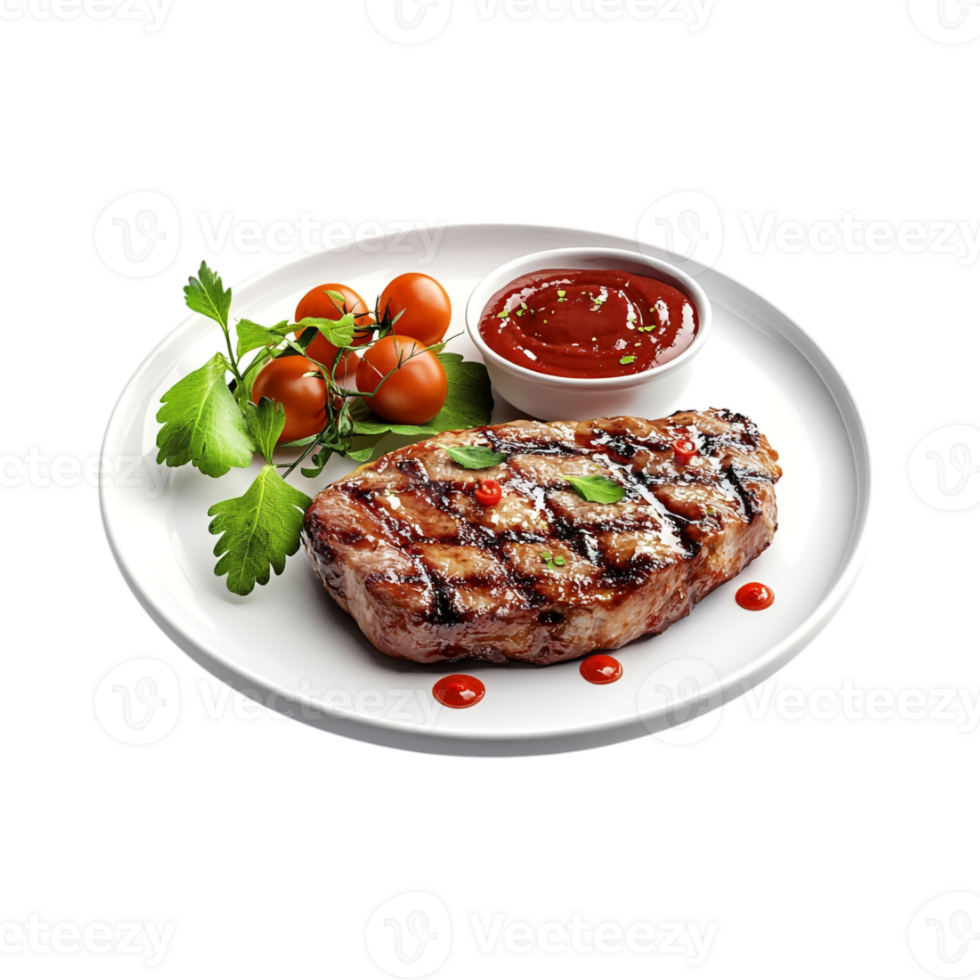 3D Rendering Minimalist Cartoon Style Plate of Food Against Transparent Background for Culinary Illustrations, Menu Graphics, or Branding Designs png