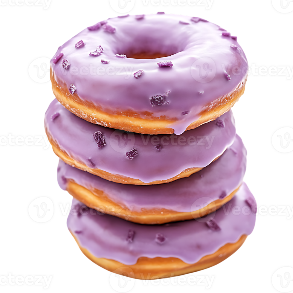 Stack of Purple Donuts Against Transparent Background png