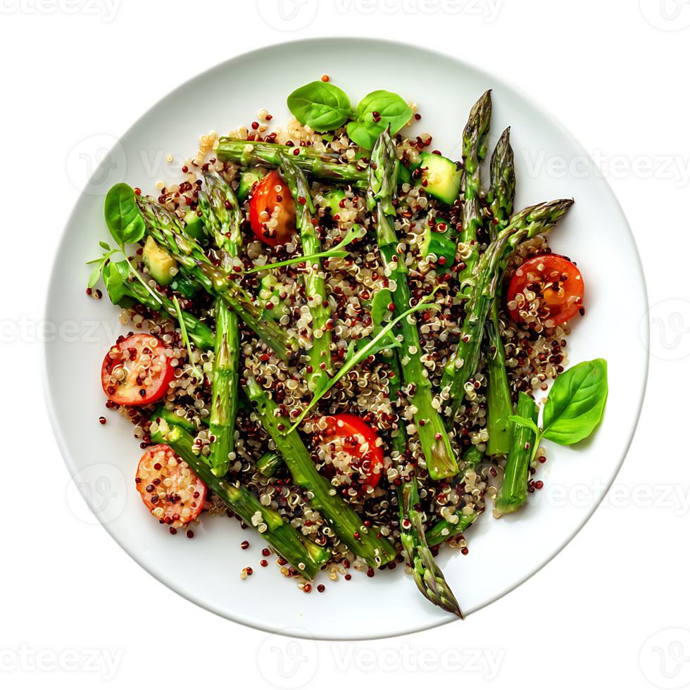 Yummy Grilled Asparagus and Quinoa Salad on Transparent Background.. png