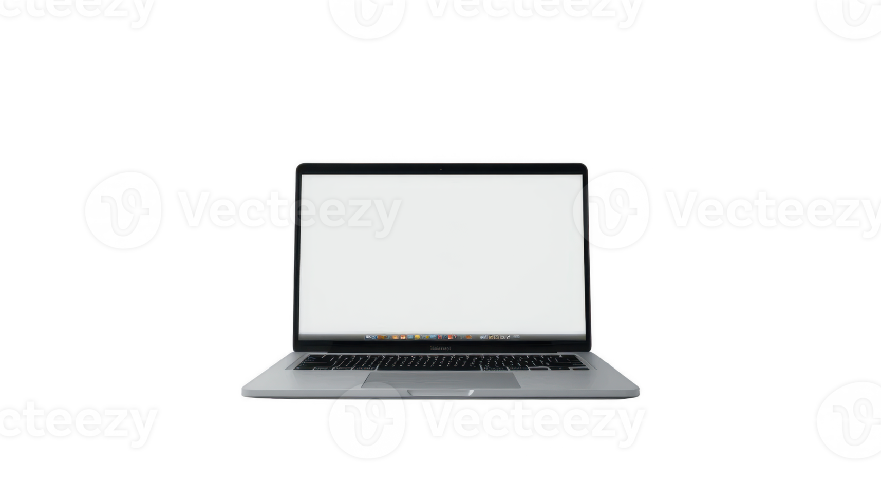 A Sleek Silver Laptop with a Blank White Screen Ready for Your Design or Project Presentation png