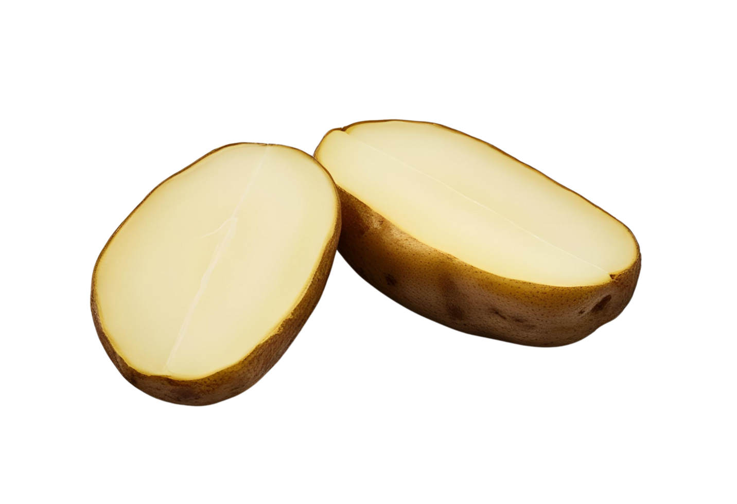 Potato and slice isolated for clean, fresh food photography presentation with vibrant, natural appeal png
