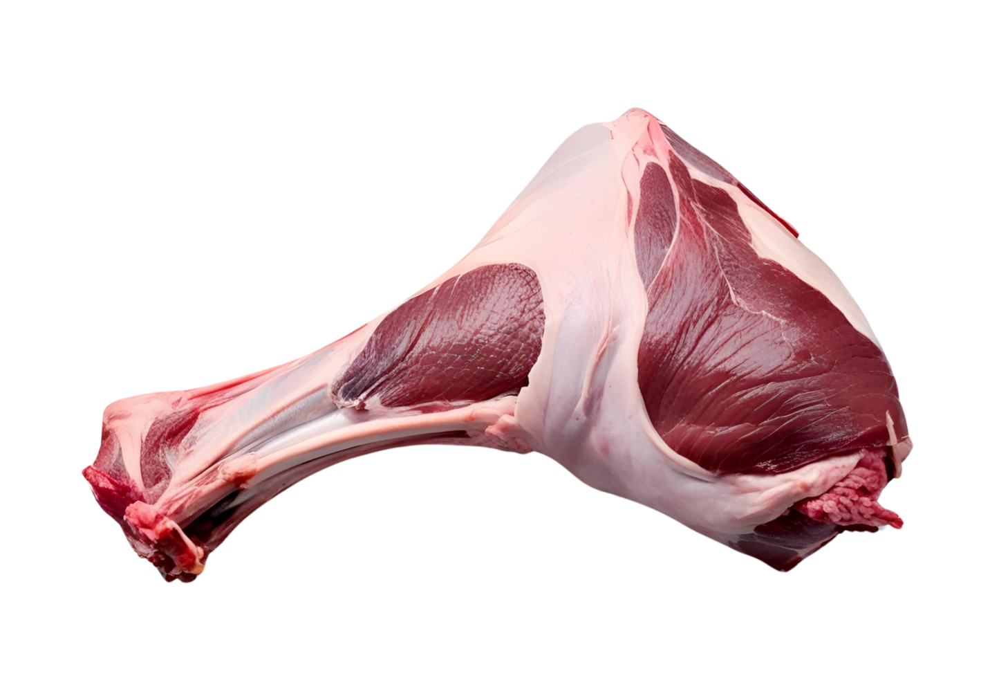 Raw whole lamb leg isolated for cooking, recipe, and food photography png