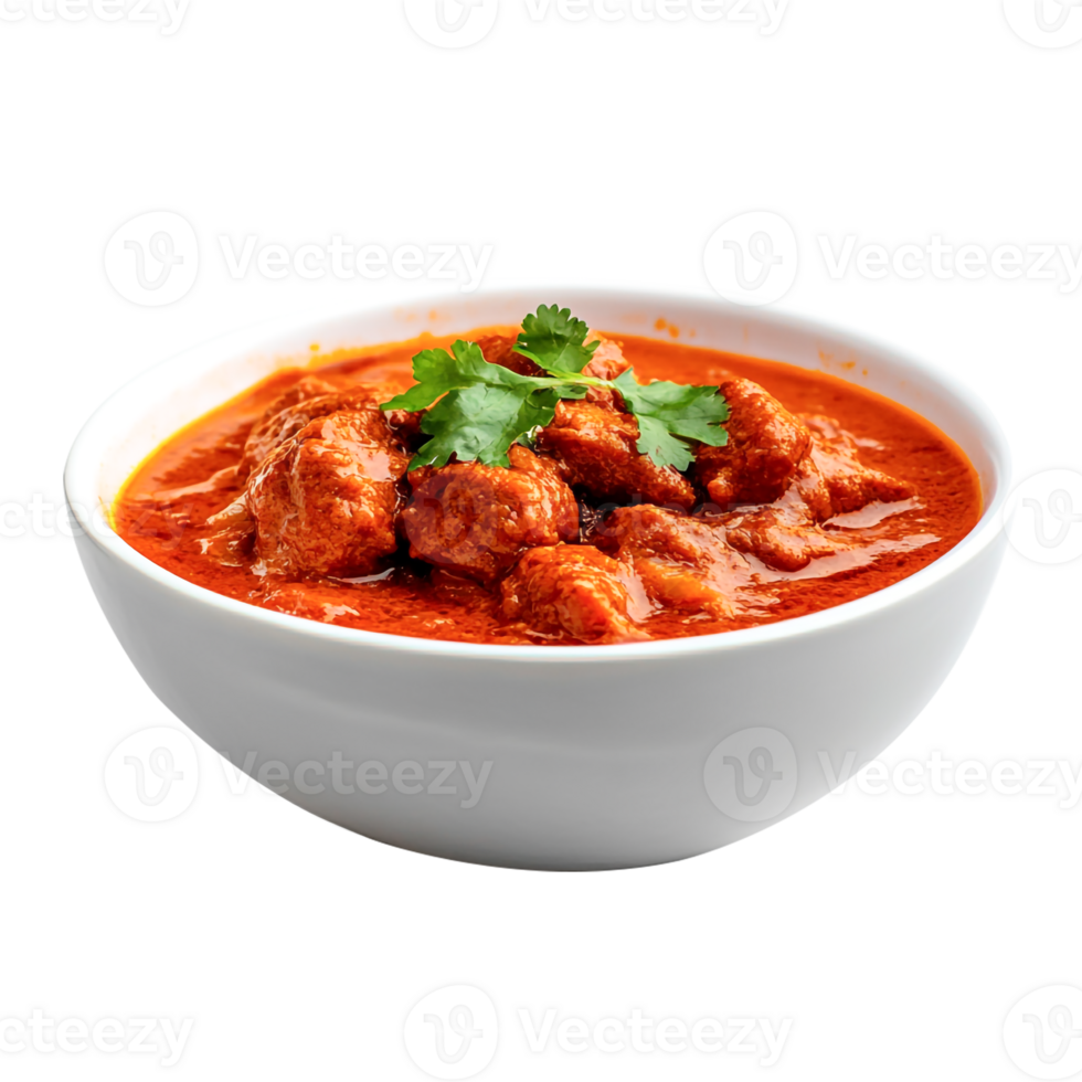 Indian Curry with Tender Chicken in Vibrant Orange Sauce, Restaurant-Quality Presentation png