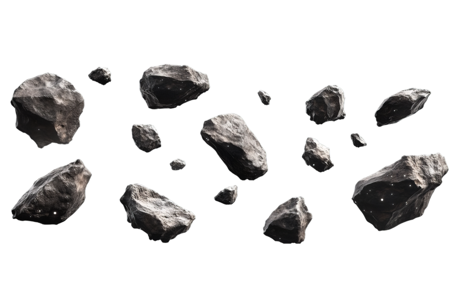 High Resolution Sci Fi Asteroids Floating in Space Image for Cosmic Art and Transparent Background png