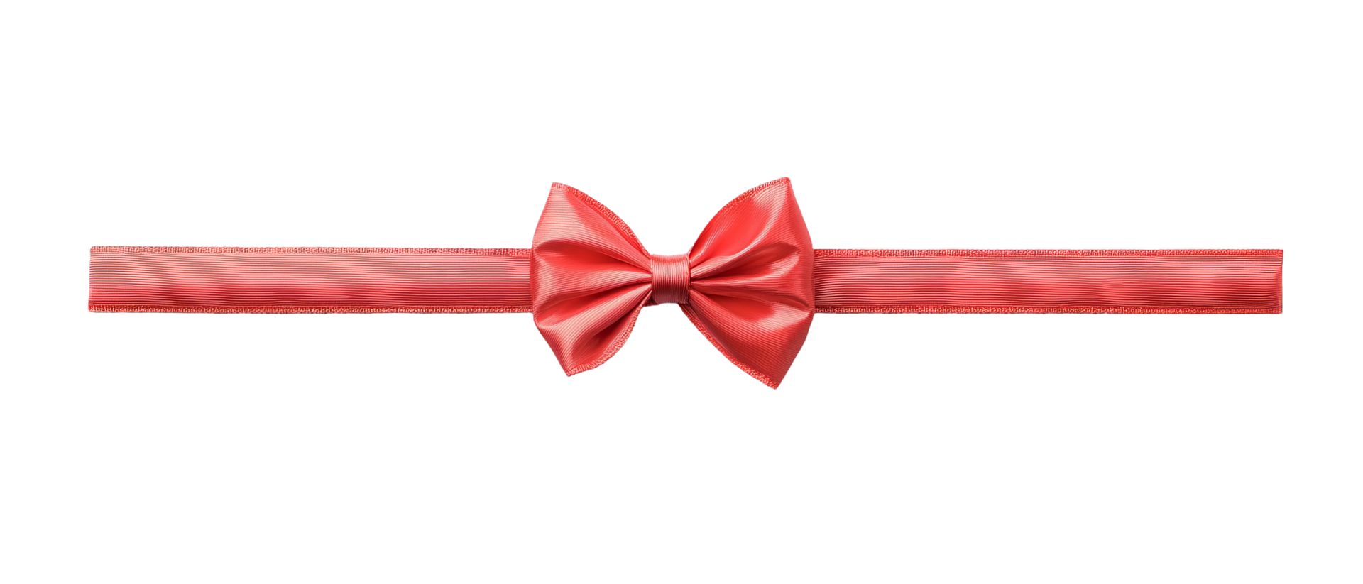 Bright Red Ribbon with Bow Tied in Center for Gifts and Decoration on Transparent Background png