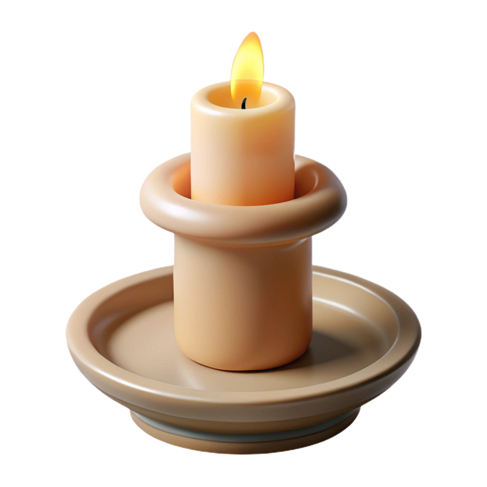 Candle flame on holder against transparent backdrop casting a gentle light png