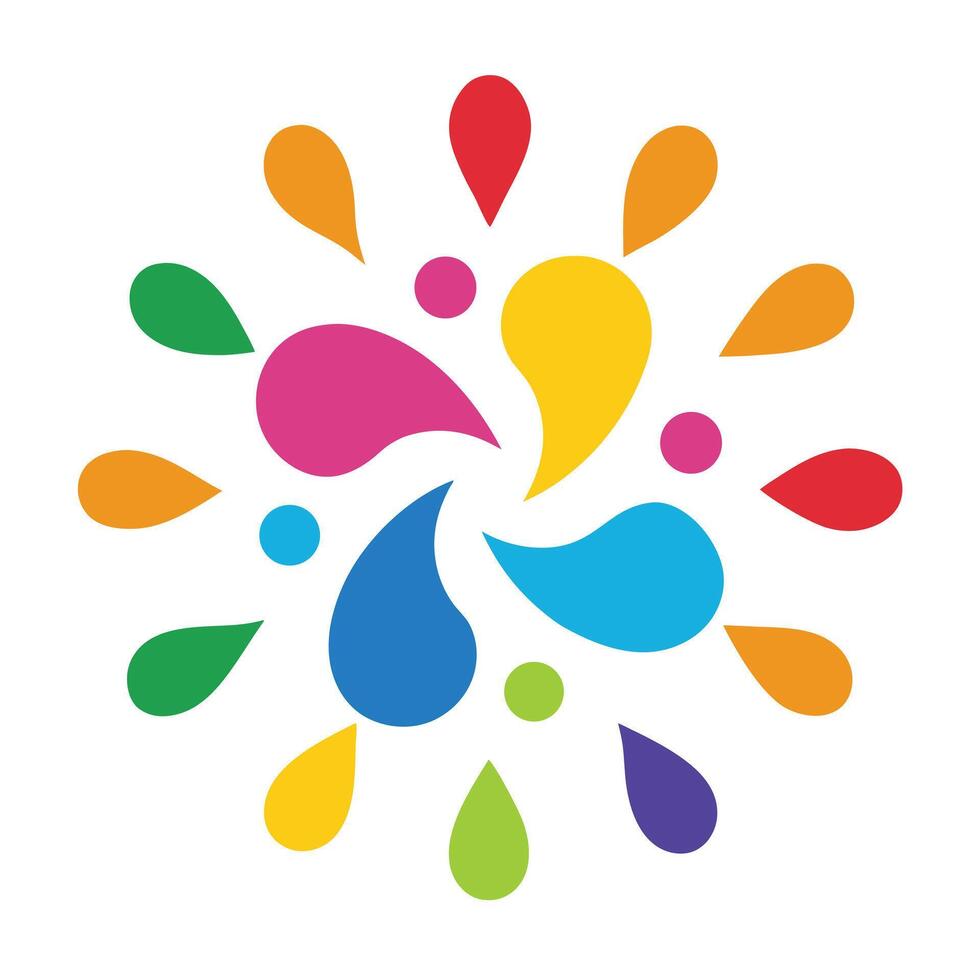 Rounded Droplets in Multicolor Splash Formation vector