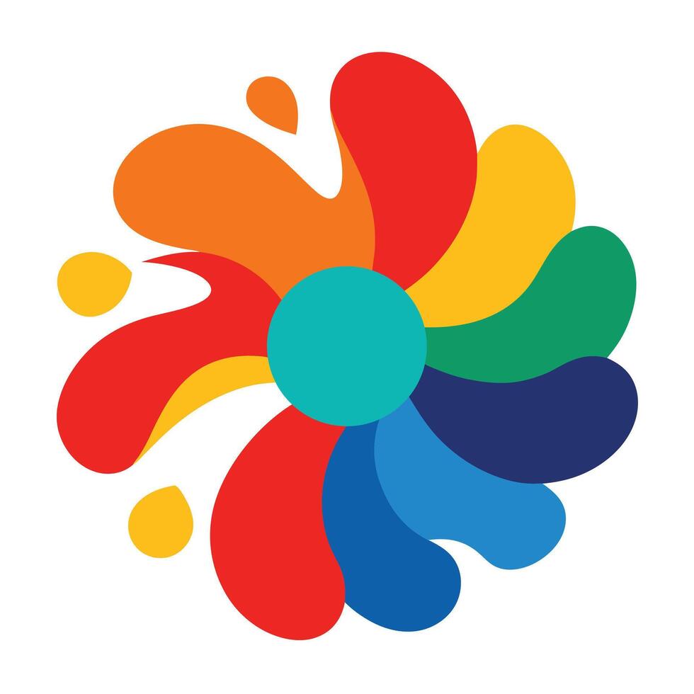 Rounded Shapes Colliding in Abstract Color Burst vector