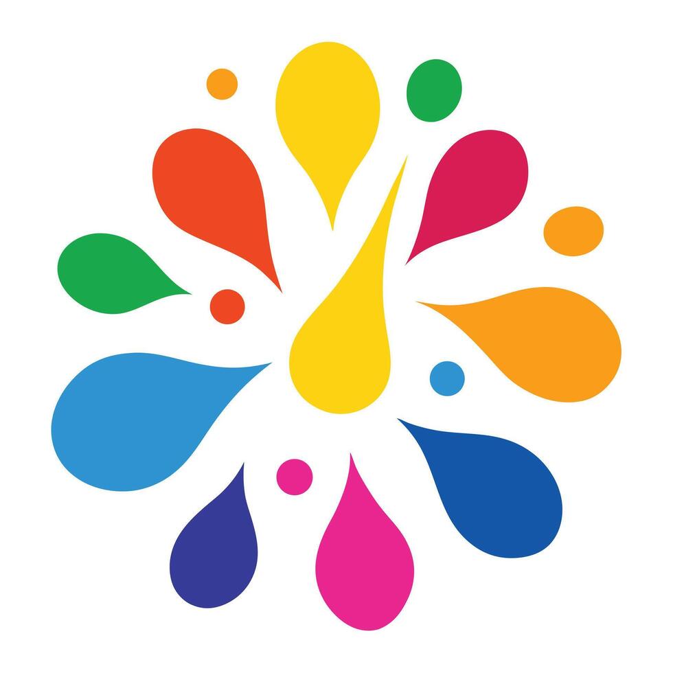 Splash of Rounded Multicolored Droplets in Abstract vector
