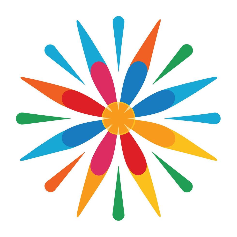 Central Point Exploding Into Rounded Colorful Forms vector