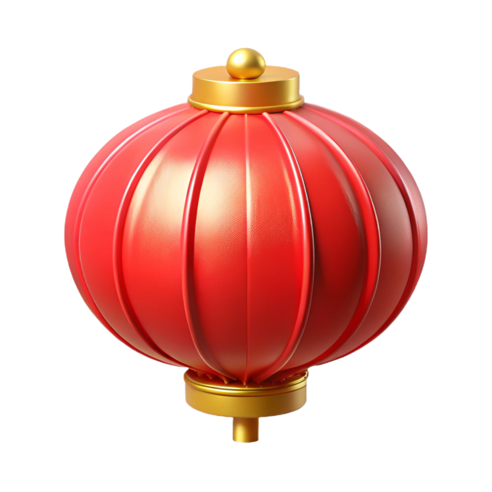 Red Chinese Lantern with Golden Accents on Transparent Background png