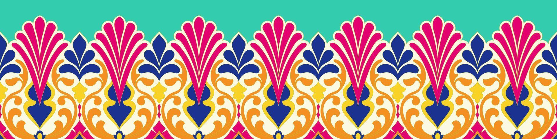 Border, fabric border pattern, decorative element for carpet, ethnic tribe vector