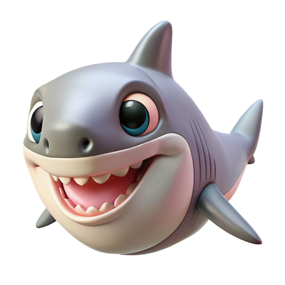 Cartoon Shark with Wide Open Mouth Showing Teeth on Transparent Background png