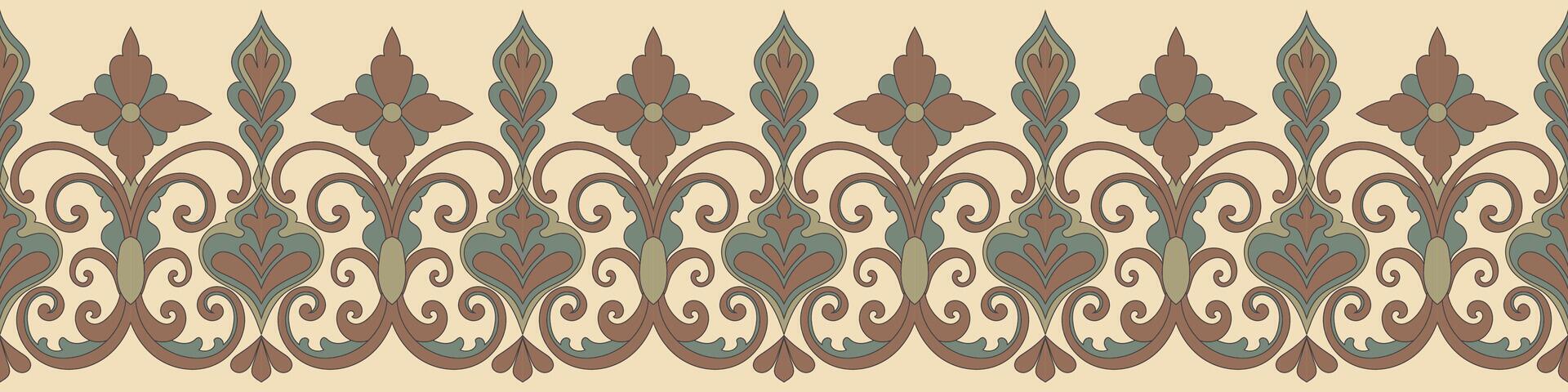 Vintage border, abstract floral frame, carpet element vector