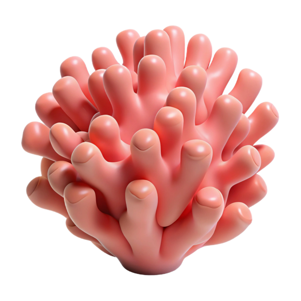 3D Rendering of a Bulbous Pink Coral with Unique Finger Like Extensions on Display png
