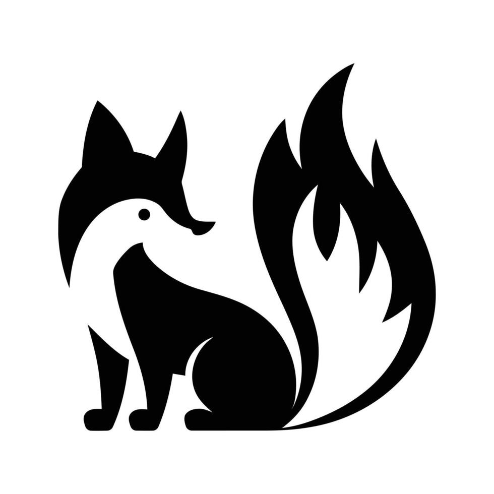 Stylized Fox Silhouette with Fire-like Tail vector