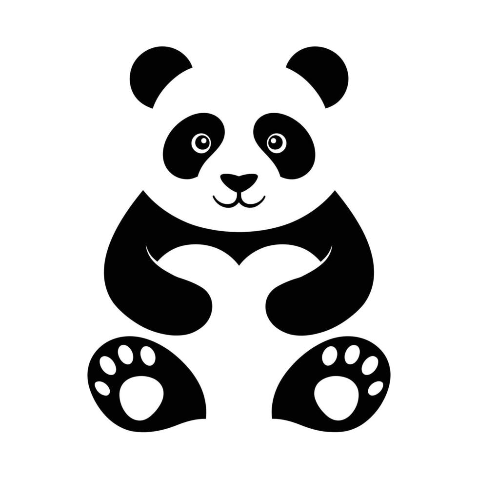 Cute black and white panda graphic design with hidden heart shape vector