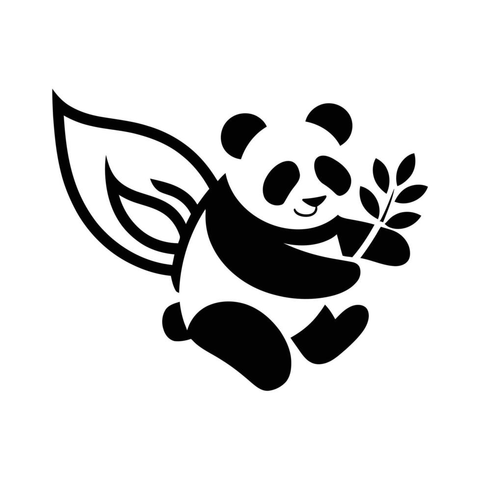 Cute Panda with Leaves, Perfect for Childrens Design vector