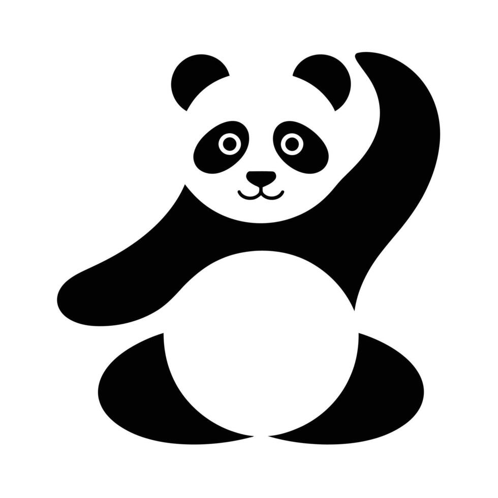 Cute Panda Silhouette with Raised Arm vector