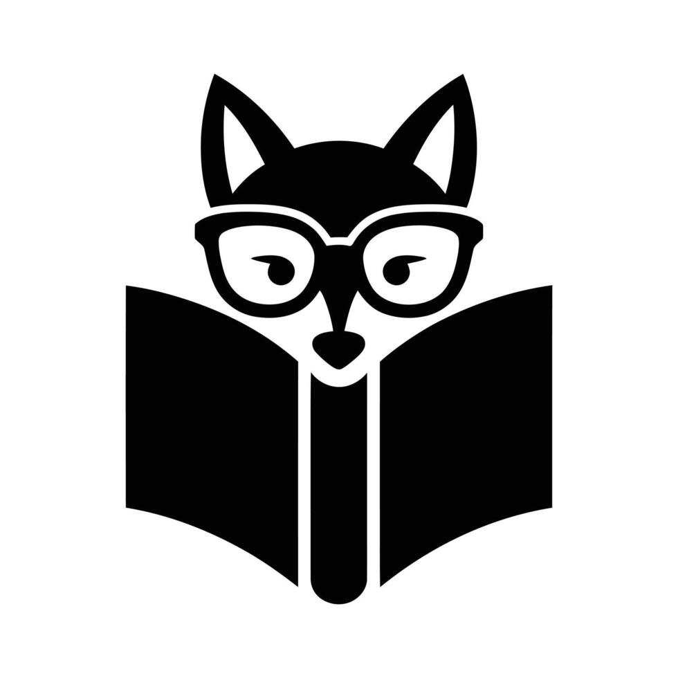 Clever Fox with Glasses Reading a Book vector