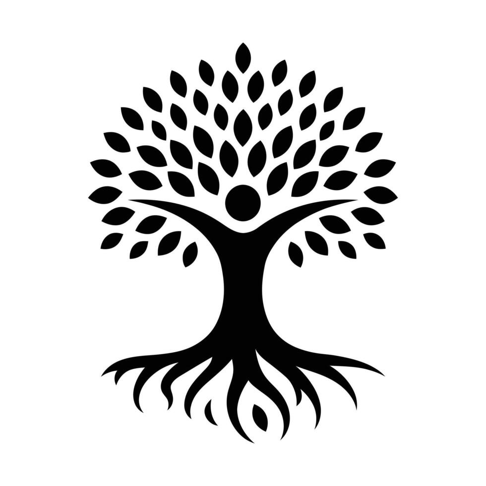 A stylized tree of life logo with a personified trunk. vector