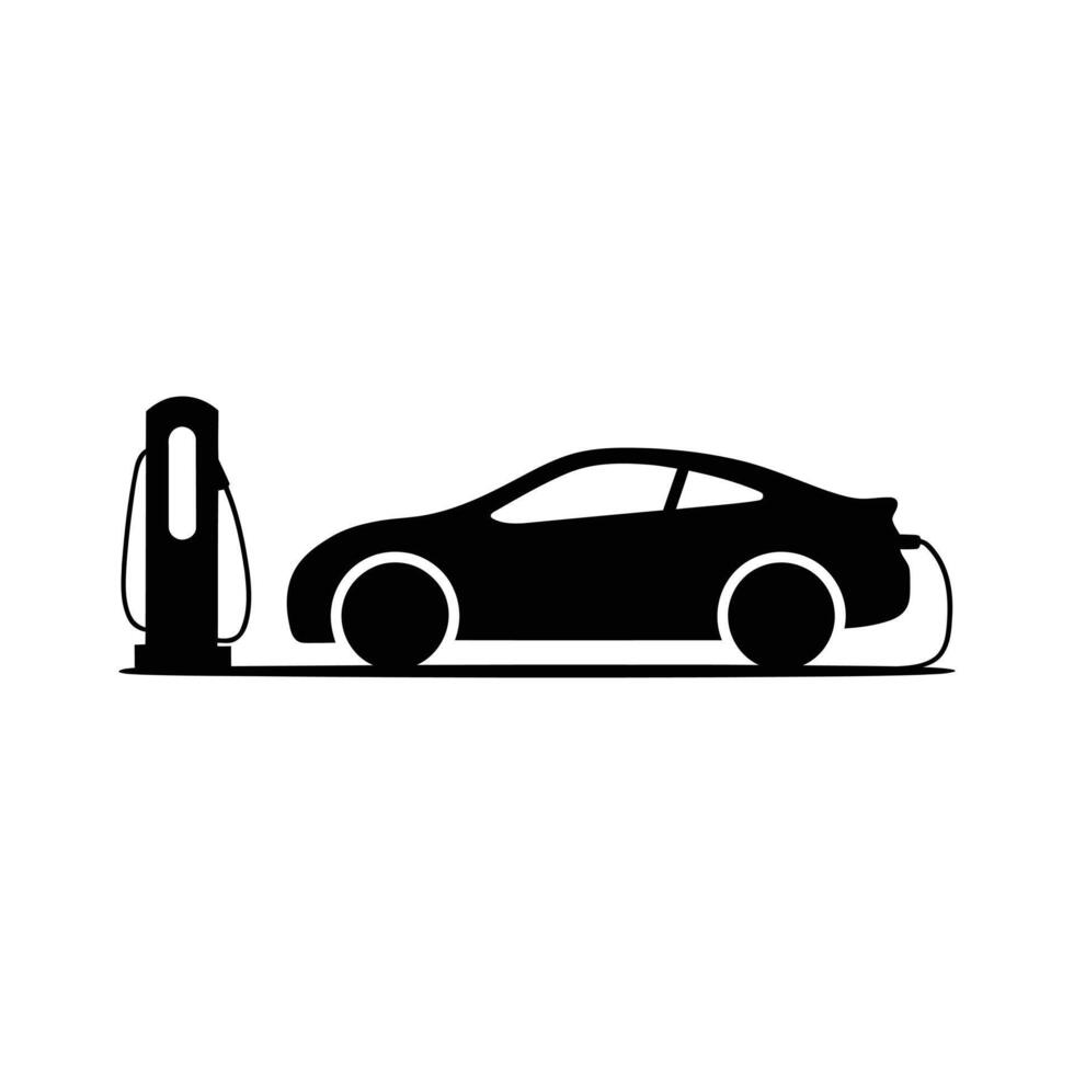 Electric Car Charging at a Charging Station illustration vector