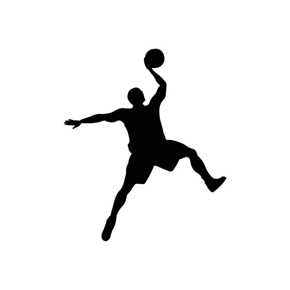 Basketball player going for a layup silhouette vector