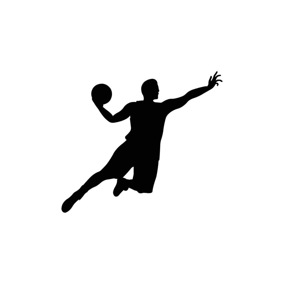 Basketball player reaching out with ball silhouette vector