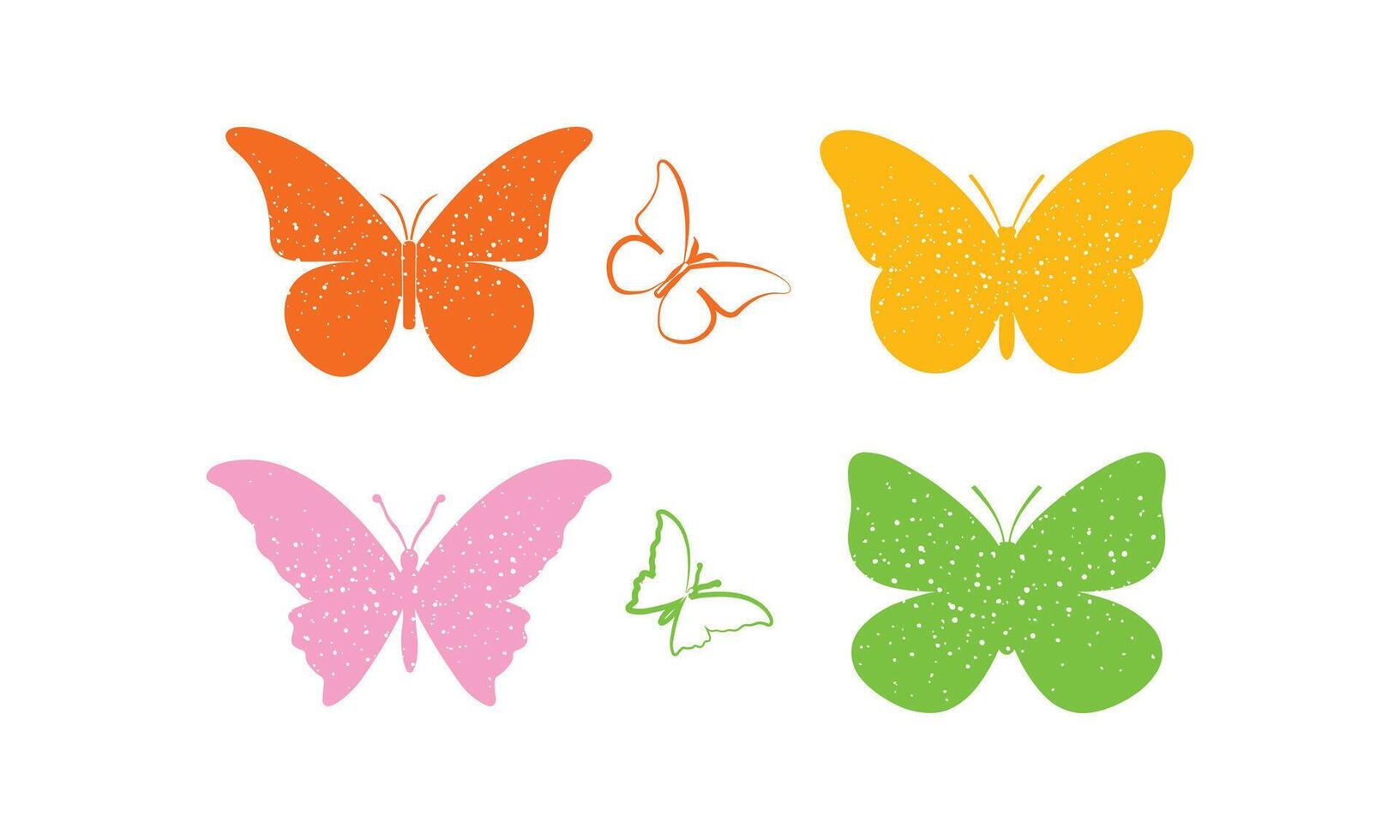 Colorful Butterfly Silhouettes Collection on White Background vector