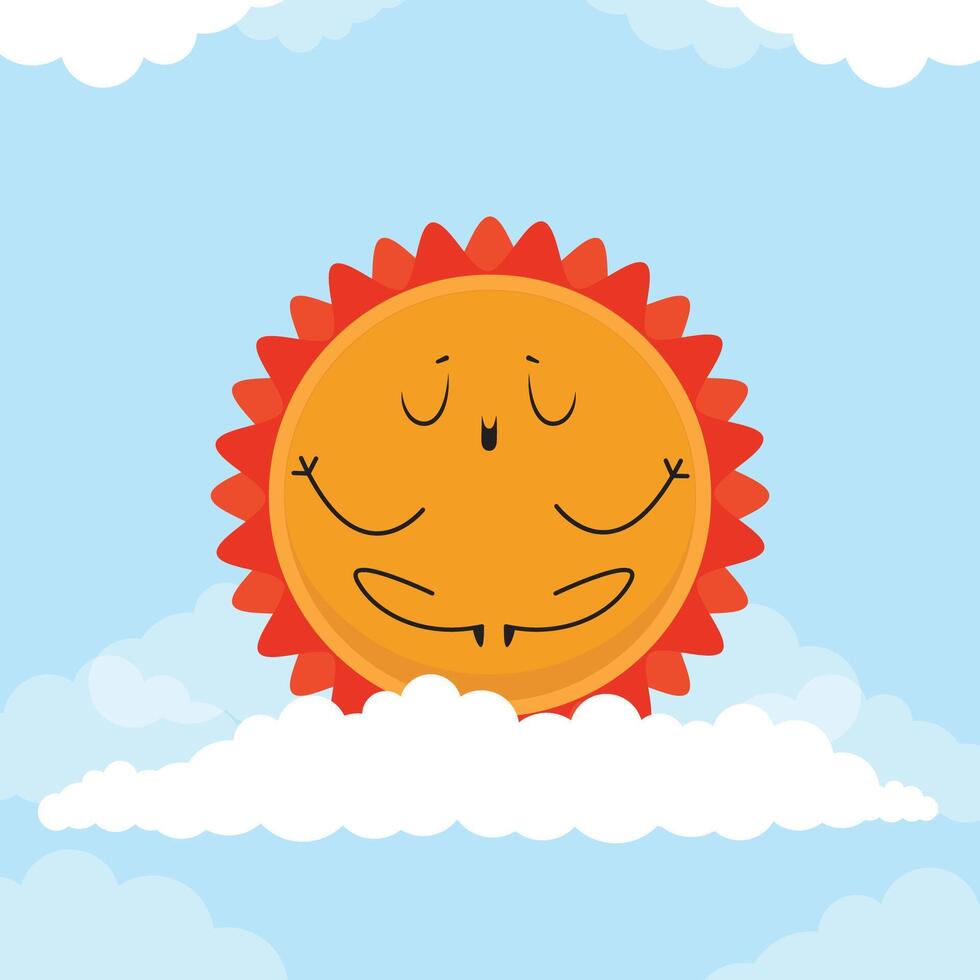 Cute kids' sun design, sun meditation on a clean background. vector