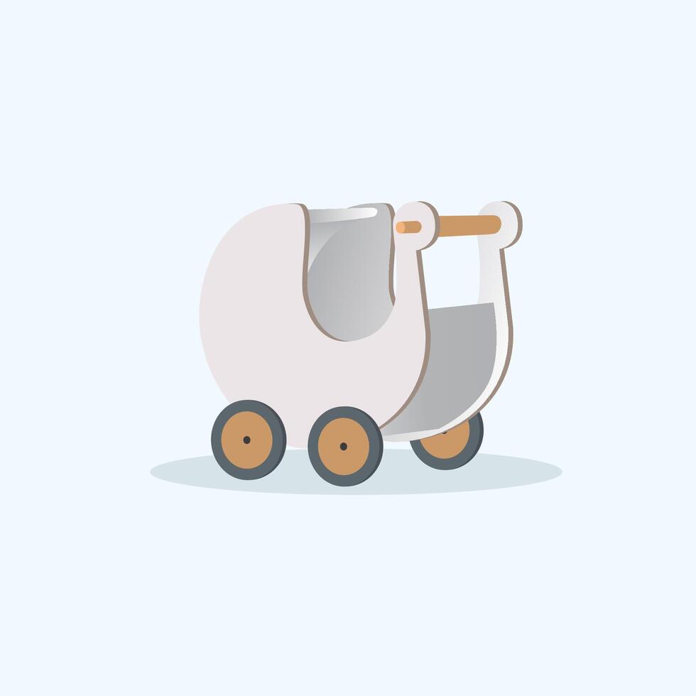 Cute kids' toys design, boho toy stroller on white background. vector
