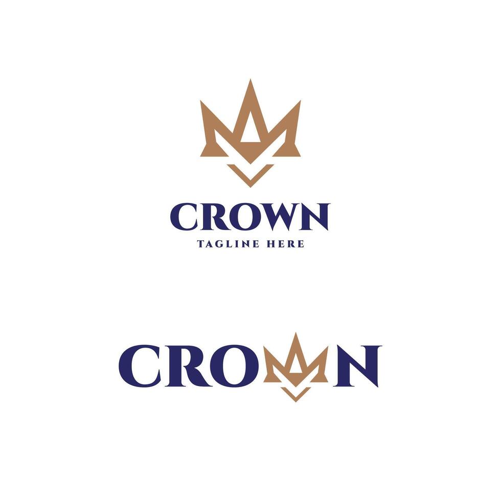 Crown logo mark design and wordmark design for royal elegant luxury business or startup company vector