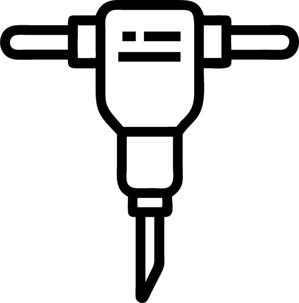 A black and white illustration icon of a drill vector