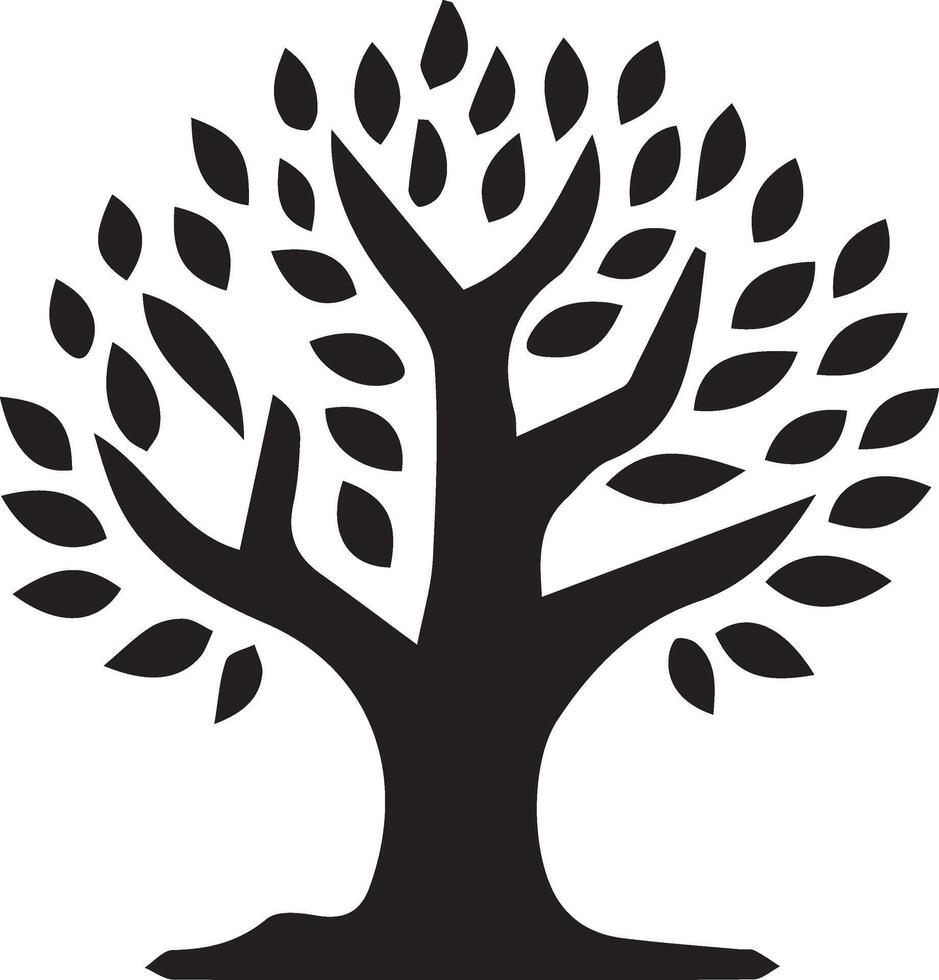 A black and white silhouette icon of a tree vector