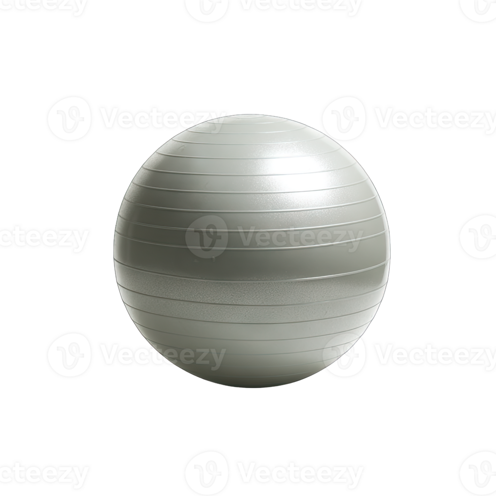 Silver exercise ball fitness equipment for core strength training and yoga pilates workout png