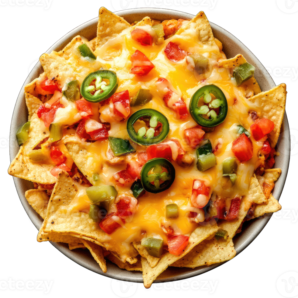Delicious cheesy nachos with jalapenos and tomatoes a perfect party appetizer or snack recipe idea for game day png