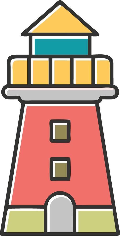 A lighthouse icon with a red roof and a yellow tower vector