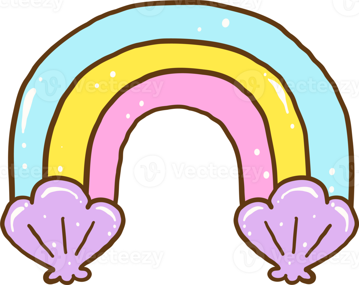 Groovy Summer Thing Colorful Rainbow with Shells Illustration png