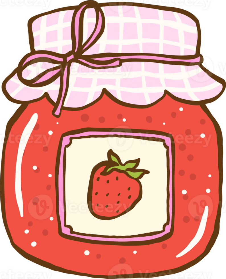 Cute Strawberry Jam Jar Hand Drawn Illustration Farmer Market png